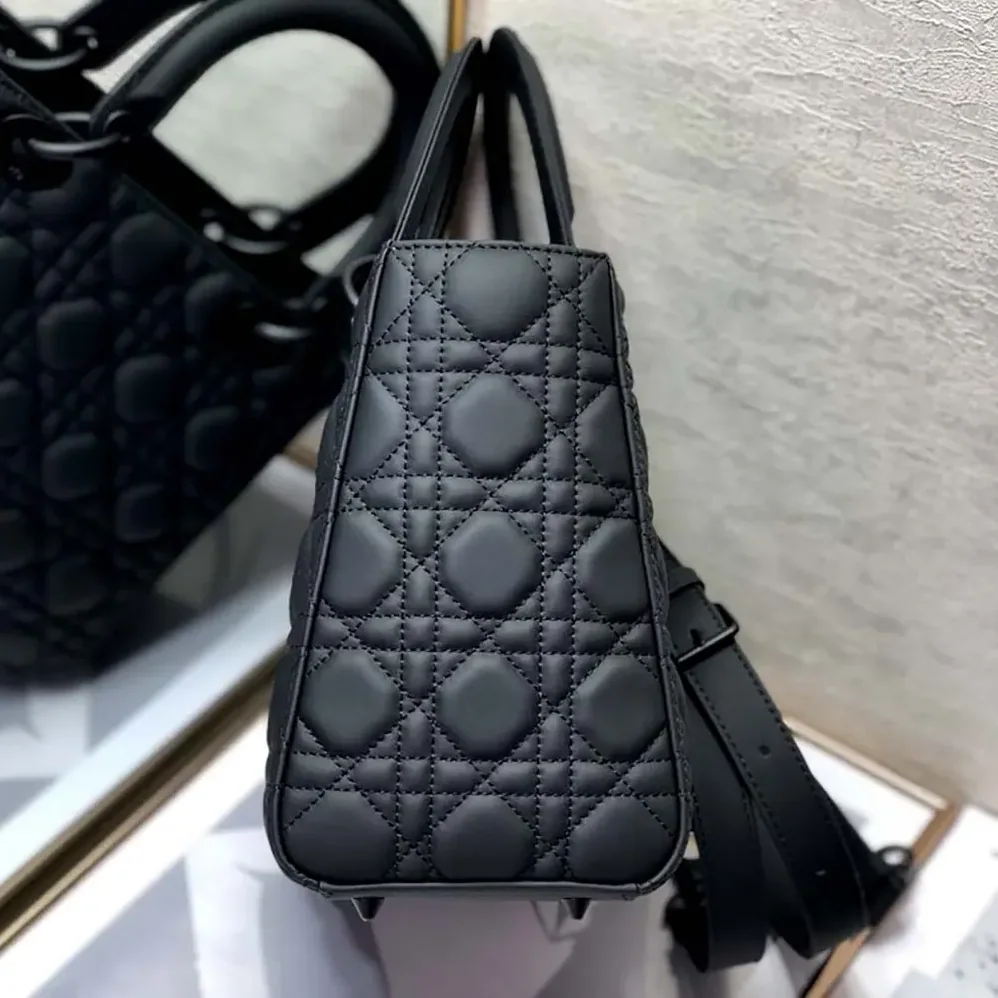 Dior Medium Lady Dior Bag Black Ultramatte Cannage Calfskin for Women Dior Medium Lady Dior Bag Black Ultramatte Cannage Calfskin for Women