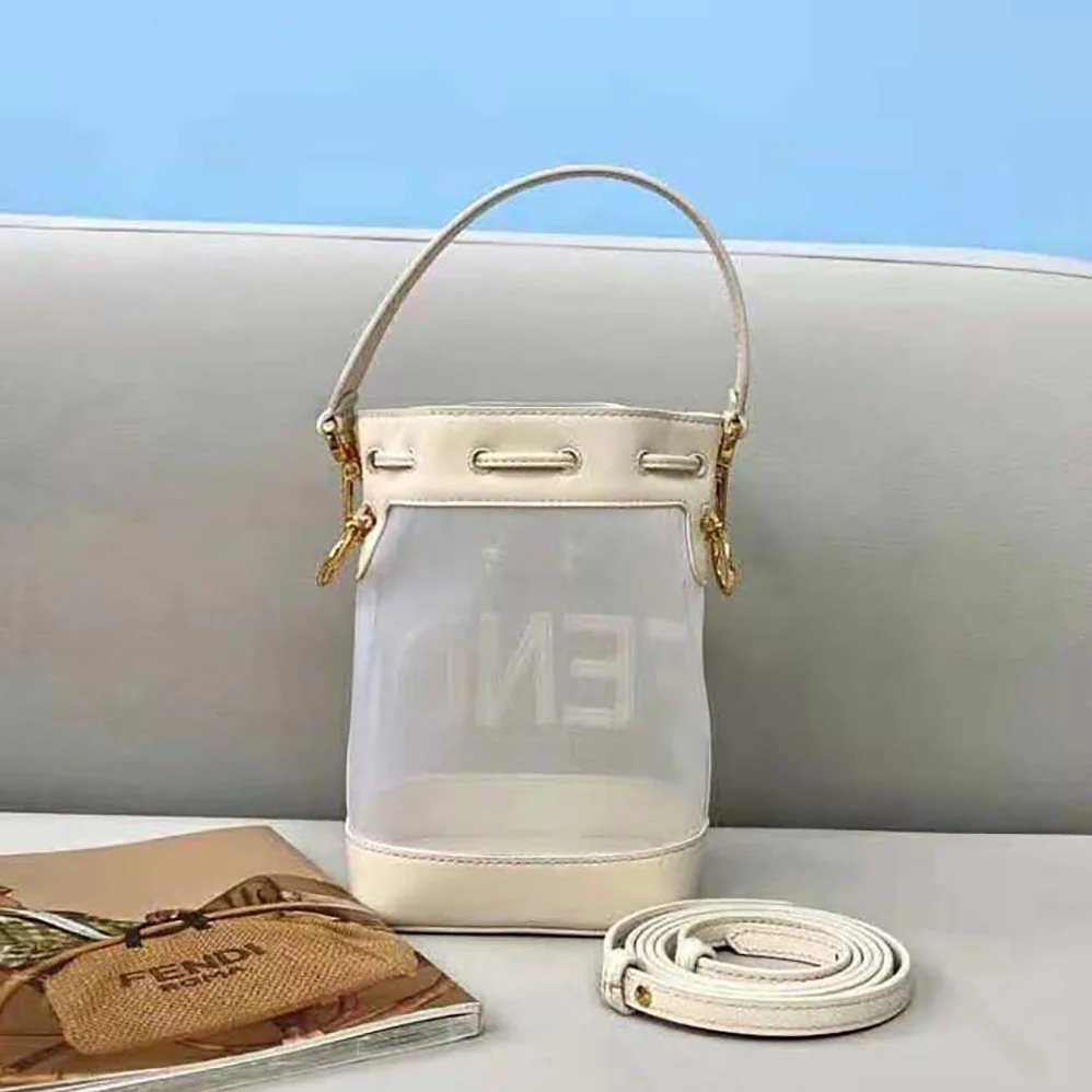 Fendi Mon Tresor Leather and Mesh Mini-bag for Women in White Fendi Mon Tresor Leather and Mesh Mini-bag for Women in White