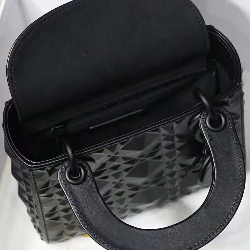 Dior Mini Lady Dior Bag Black Cannage Calfskin with Diamond Motif for Women