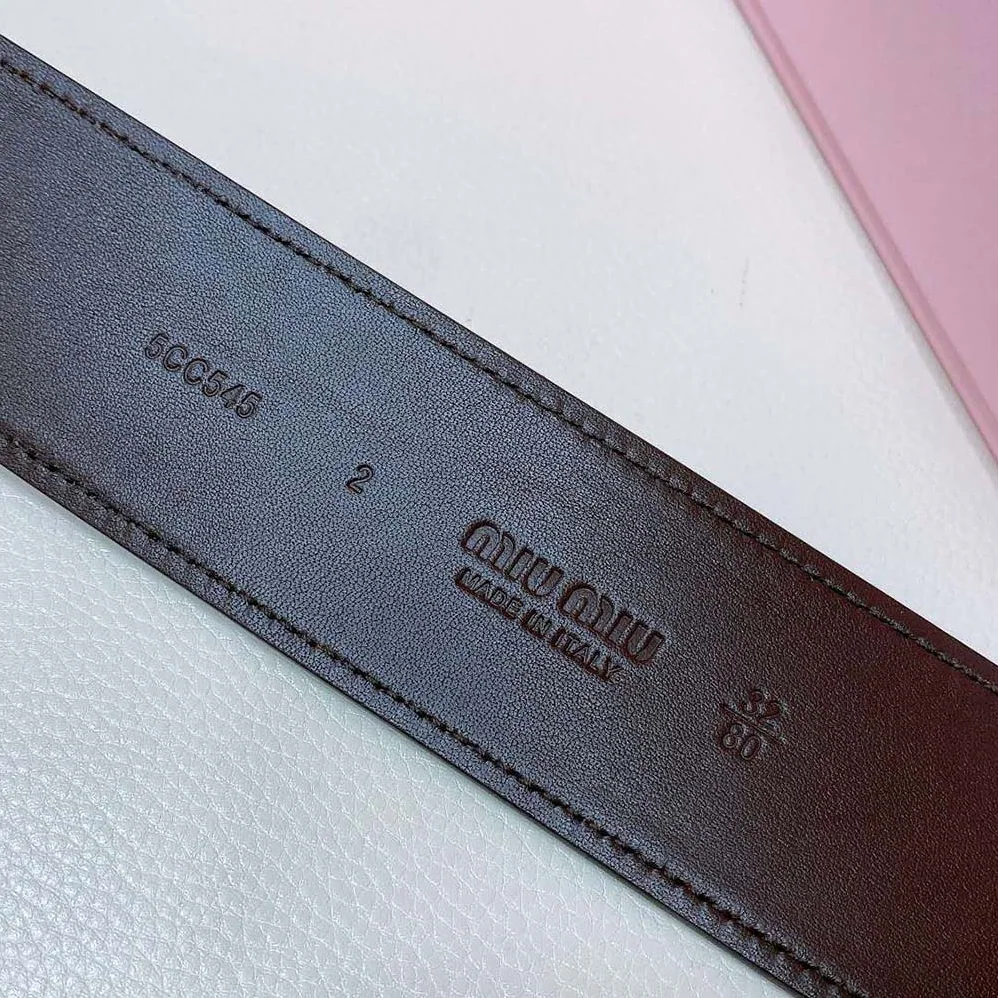 Miu Miu Leather Belt-Chocolate 5CC589_2E6Y_F0038 for Women Miu Miu Leather Belt-Chocolate 5CC589_2E6Y_F0038 for Women
