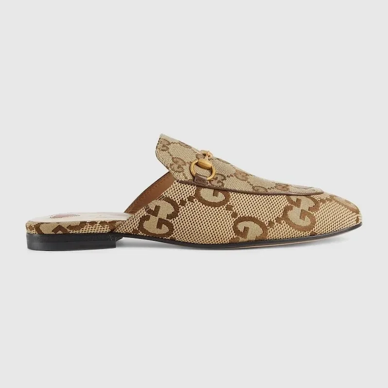 Gucci Jumbo GG Princetown Slipper By Canavas Brown for Women Gucci Jumbo GG Princetown Slipper By Canavas Brown for Women