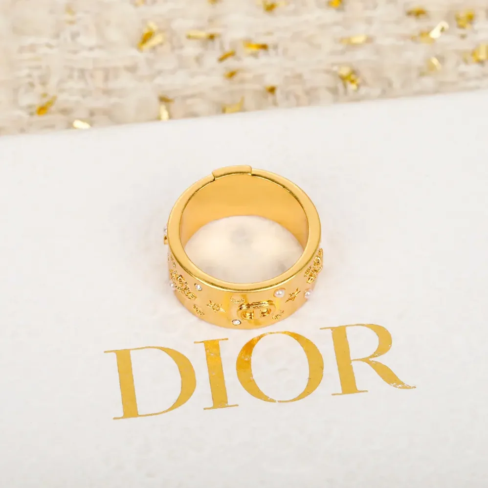 Dior Céleste Ring Gold-Finish Metal with White Resin Pearls and Silver for Women in Tone Crystals