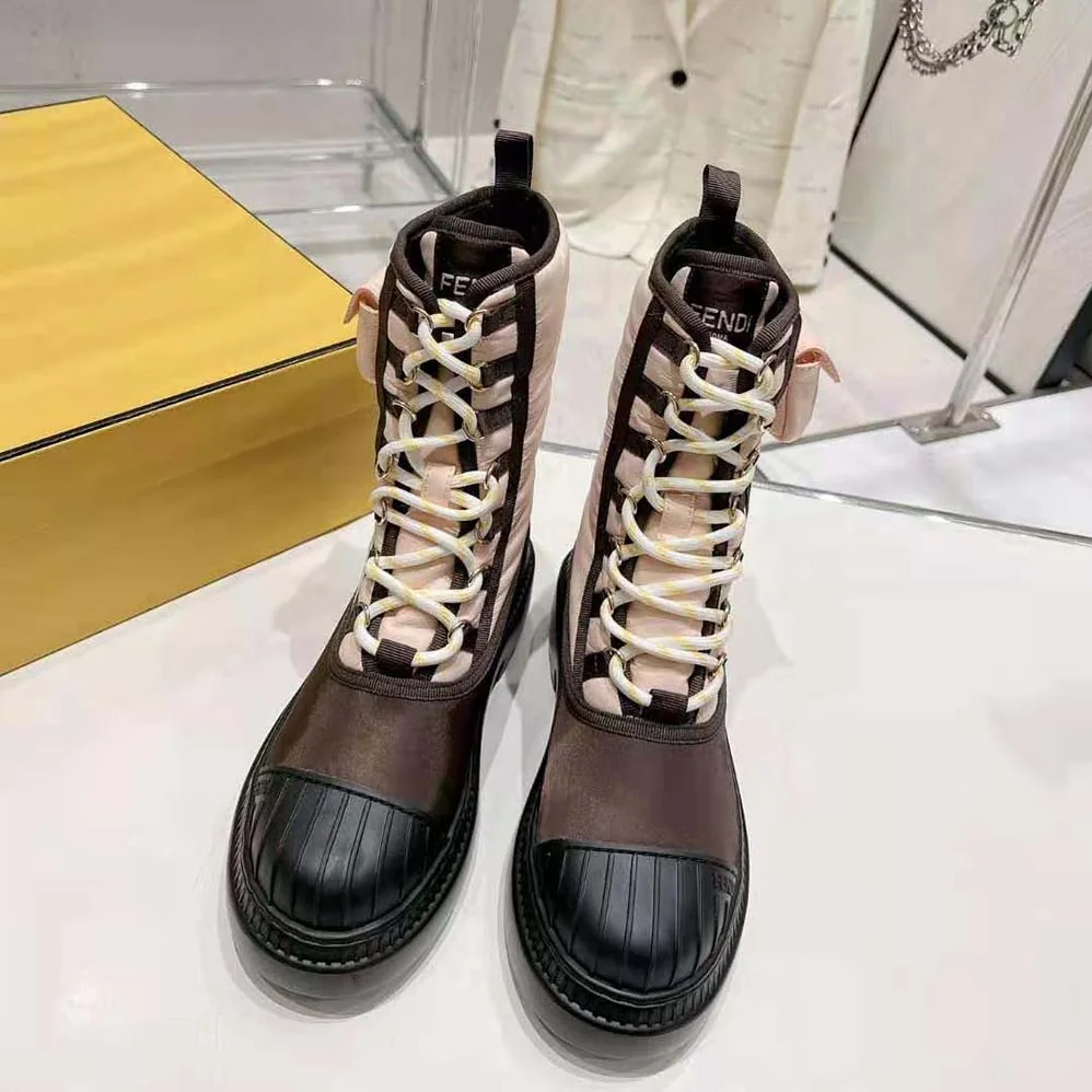 Fendi Domino Pink Nylon Biker Boots for Women Fendi Domino Pink Nylon Biker Boots for Women