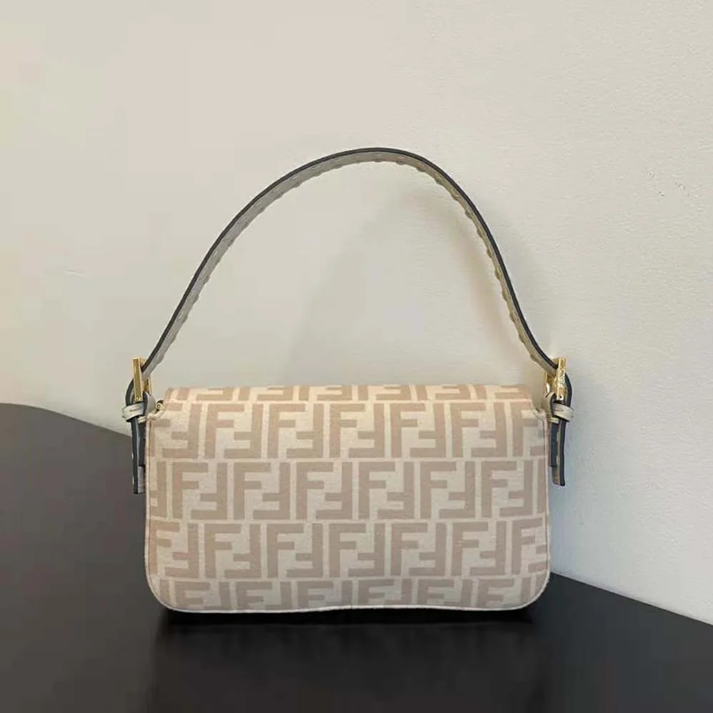 Fendi Medium Baguette 1997 Beige FF Wool Bag for Women Fendi Medium Baguette 1997 Beige FF Wool Bag for Women