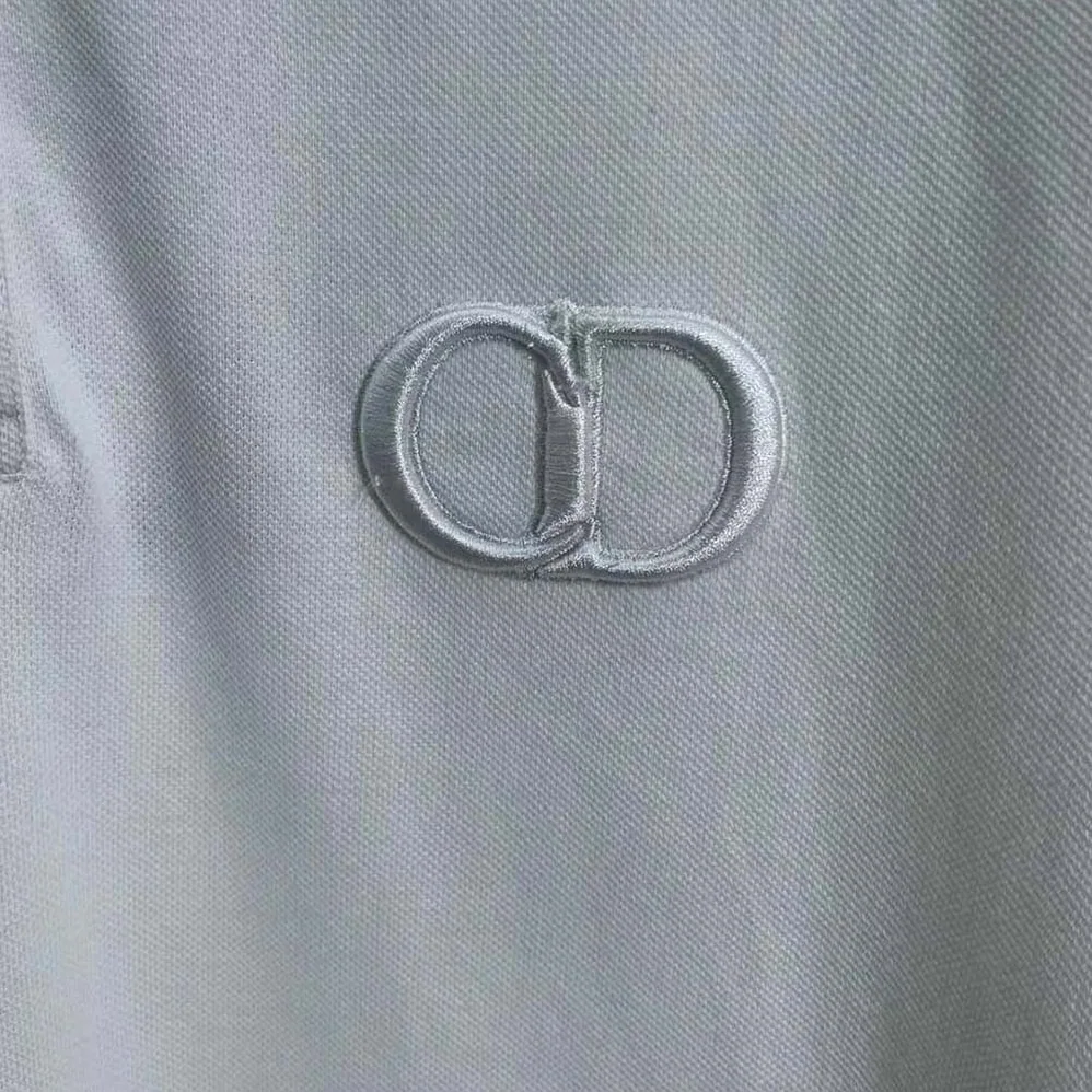 Dior CD Icon Polo Shirt White Cotton Pique for Men