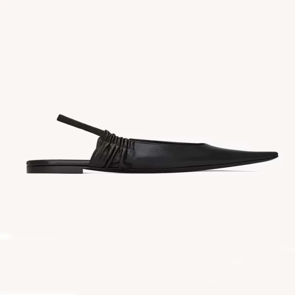 Saint Laurent YSL Anne Marie Slingback Flats in Smooth Leather-844421AA for Women Saint Laurent YSL Anne Marie Slingback Flats in Smooth Leather-844421AA for Women
