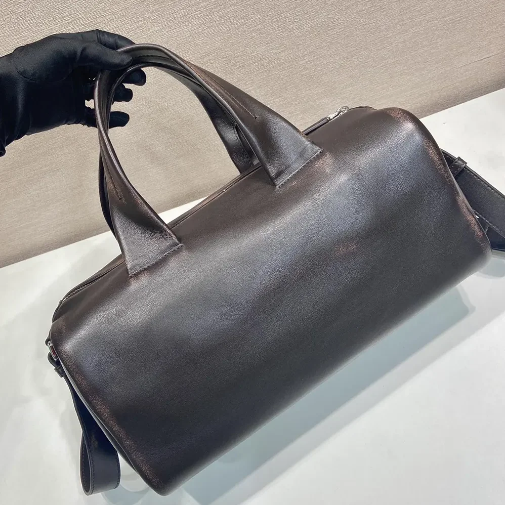 Prada Small Nappa Leather Duffle Bag for Unisex in Dark Brown