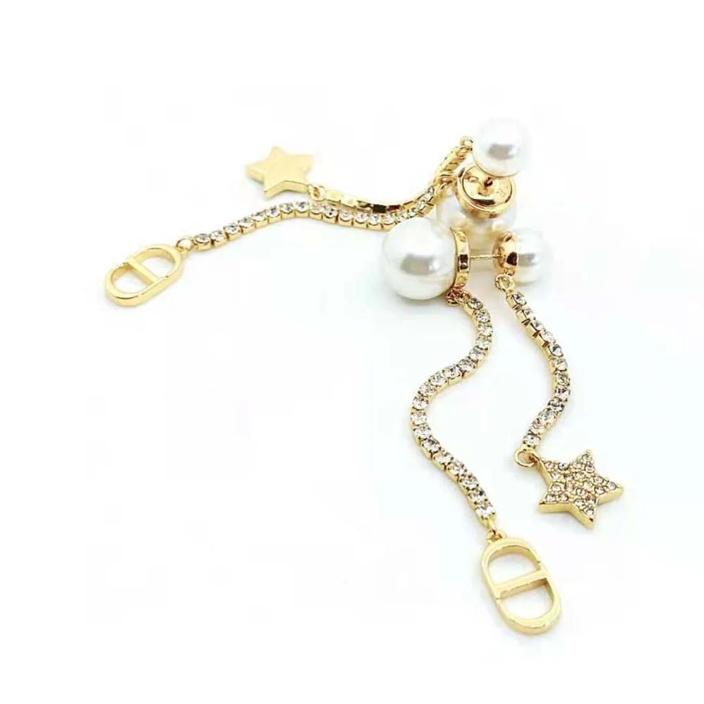 Dior Tribales Earrings Gold-Finish Metal White Resin Pearls and White Crystals for Women Dior Tribales Earrings Gold-Finish Metal White Resin Pearls and White Crystals for Women