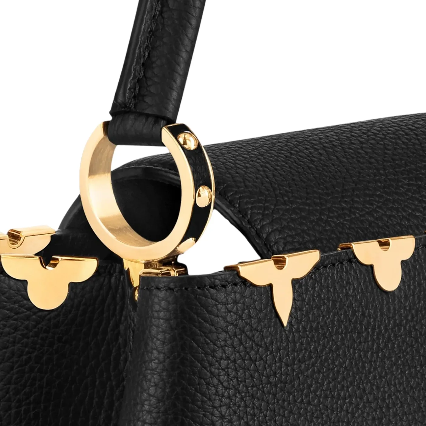 Louis Vuitton Capucines MM Top Handle Bag in Black Gold Hardware