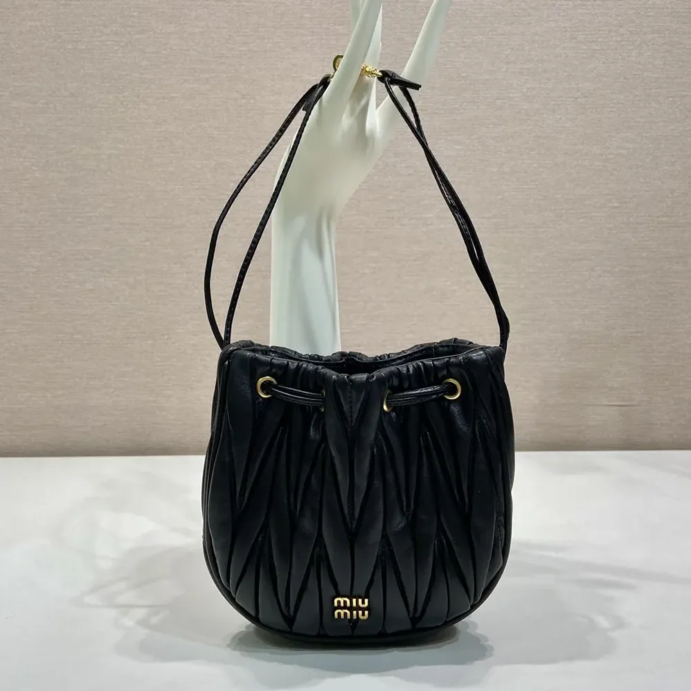 Miu Miu Matelassé Nappa Leather Pouch for Women in Black