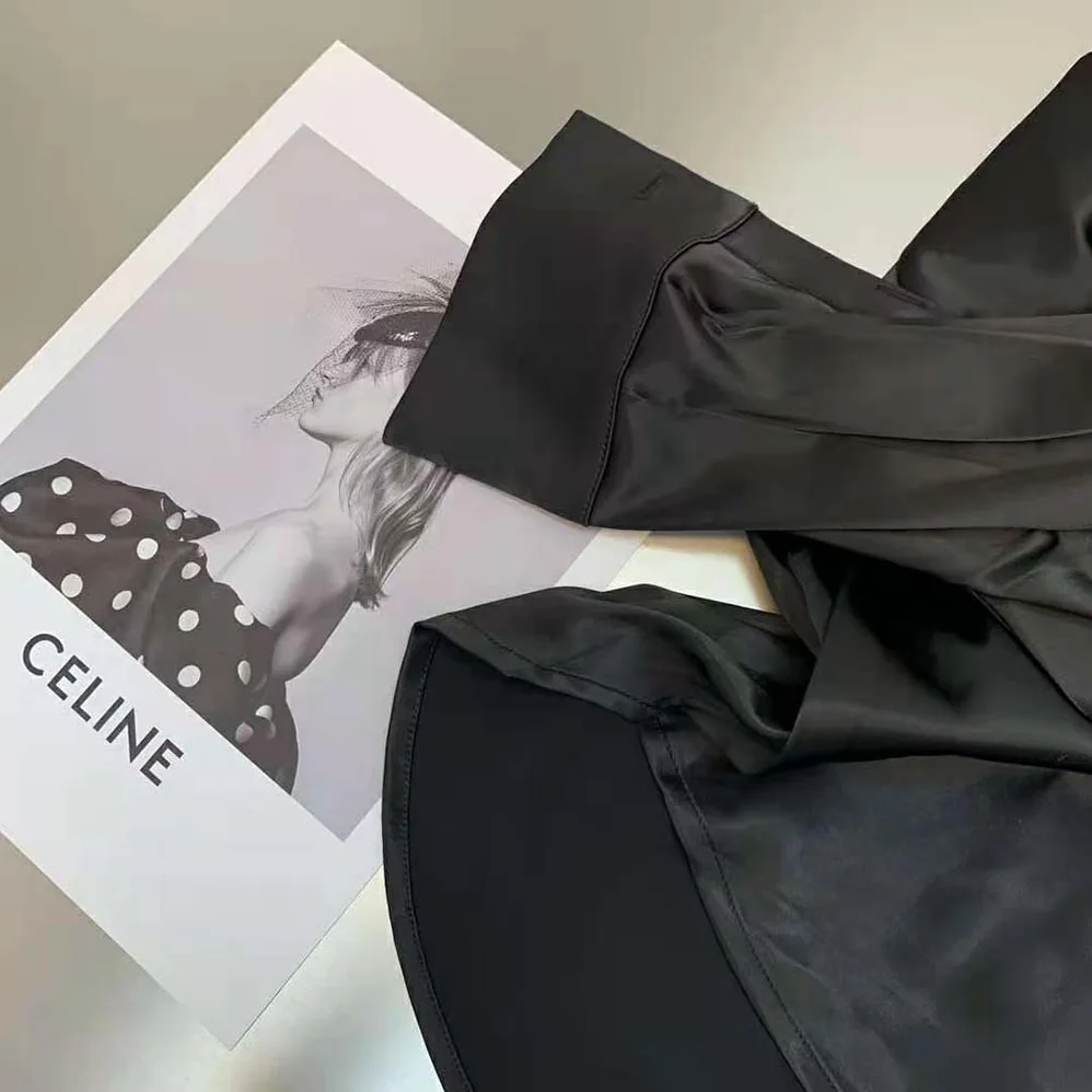 Loewe Anagram Embroidered Pyjama Blouse in Satin for Women in Black Loewe Anagram Embroidered Pyjama Blouse in Satin for Women in Black