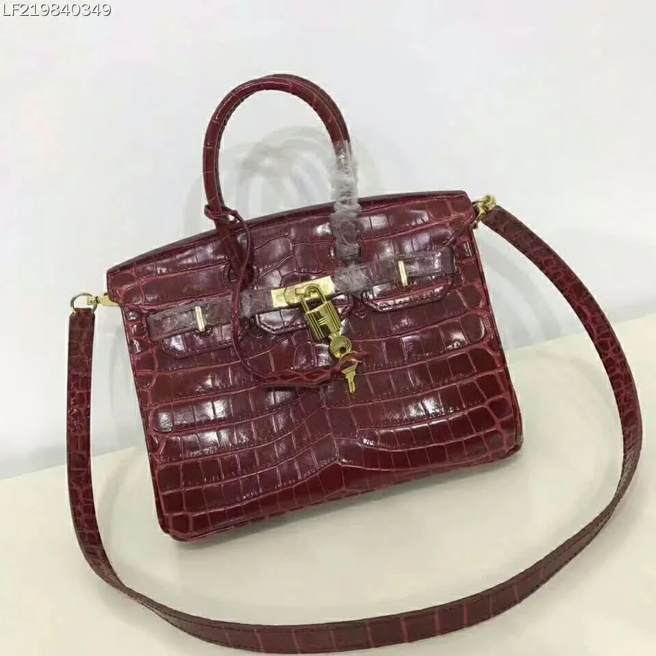 Hermes Birkin 30 Bag in Alligator Leather with Gold Hardware in Maroon Hermes Birkin 30 Bag in Alligator Leather with Gold Hardware in Maroon