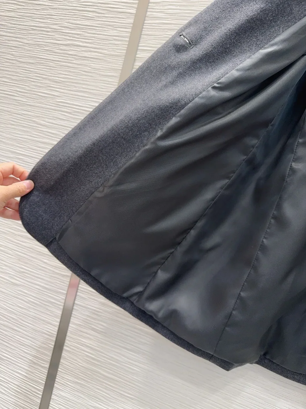 Prada Belted Tailored Blazer With Triangle Logo Grey