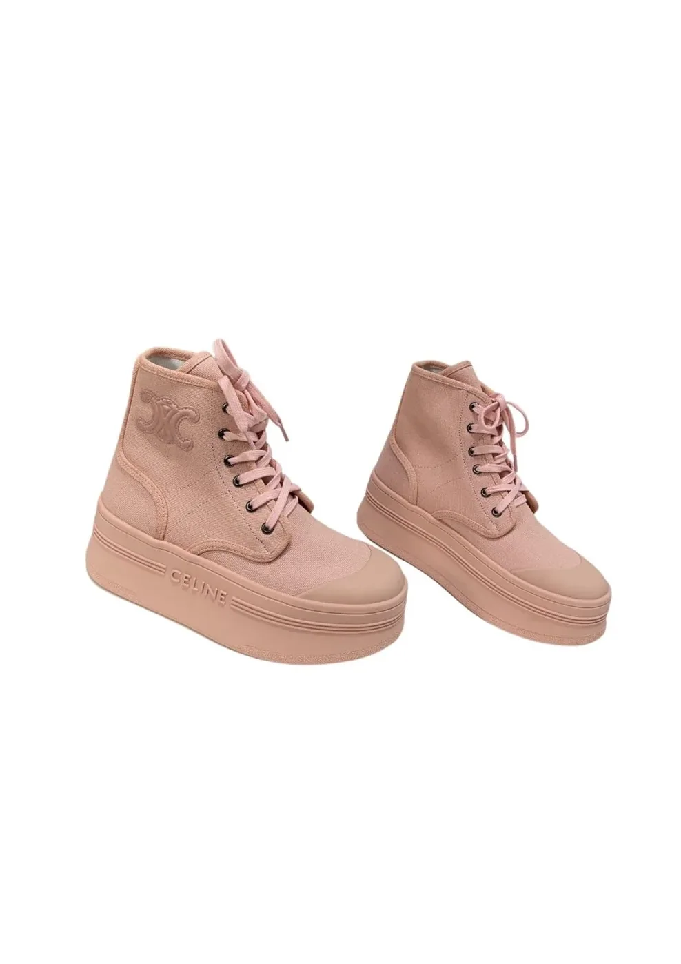 Celine Block With Triomphe Patch In Canvas Light Pink Celine Block With Triomphe Patch In Canvas Light Pink