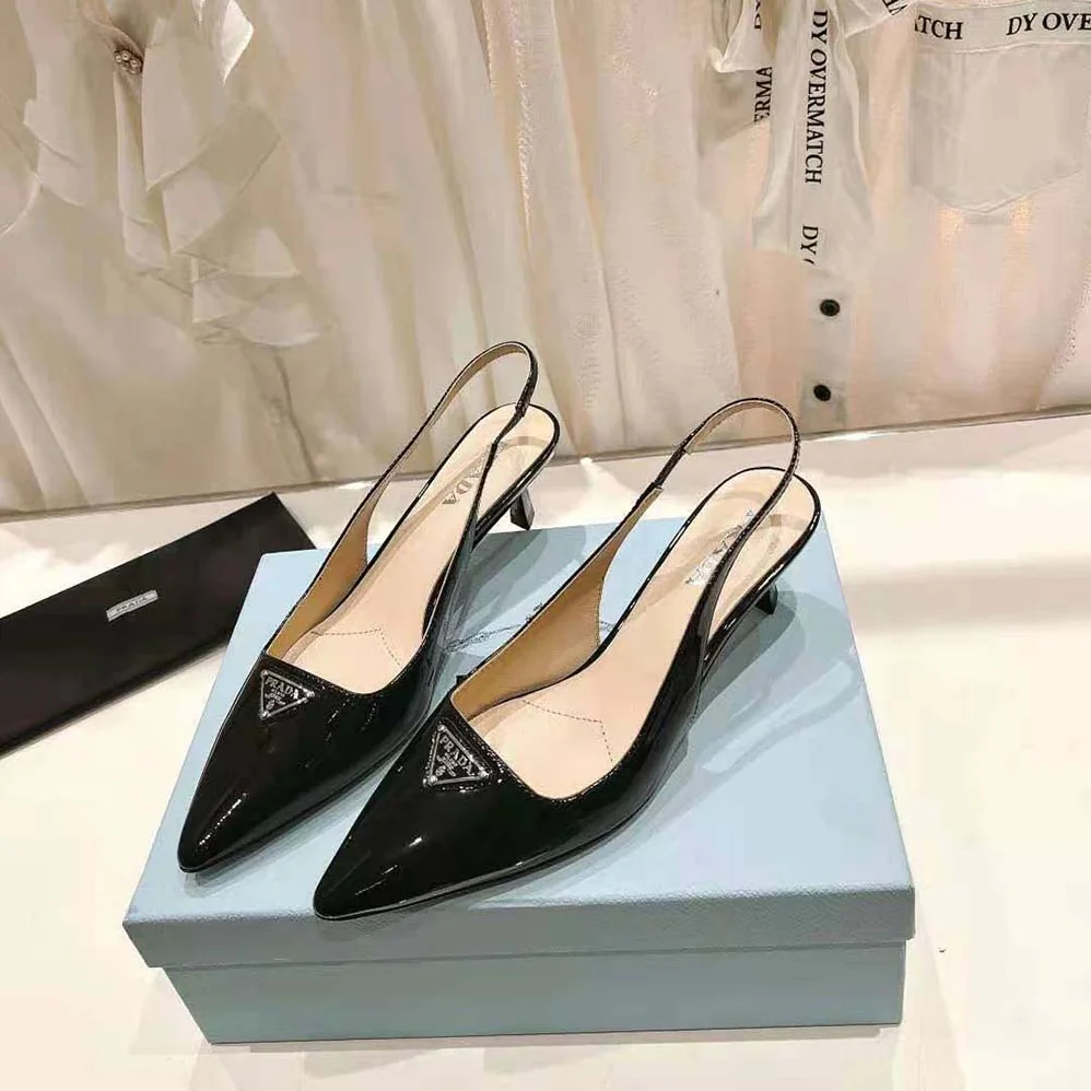 Prada Patent-Leather Slingback Pumps for Women in Black Prada Patent-Leather Slingback Pumps for Women in Black