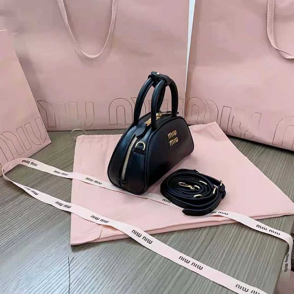 Miu Miu Mini Leather Top-handle Bag for Women in Black Miu Miu Mini Leather Top-handle Bag for Women in Black