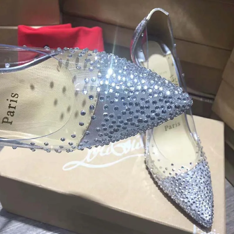 Christian Louboutin Shoes Degrastrass Pvc 100mm Heel for Women in Silver Christian Louboutin Shoes Degrastrass Pvc 100mm Heel for Women in Silver