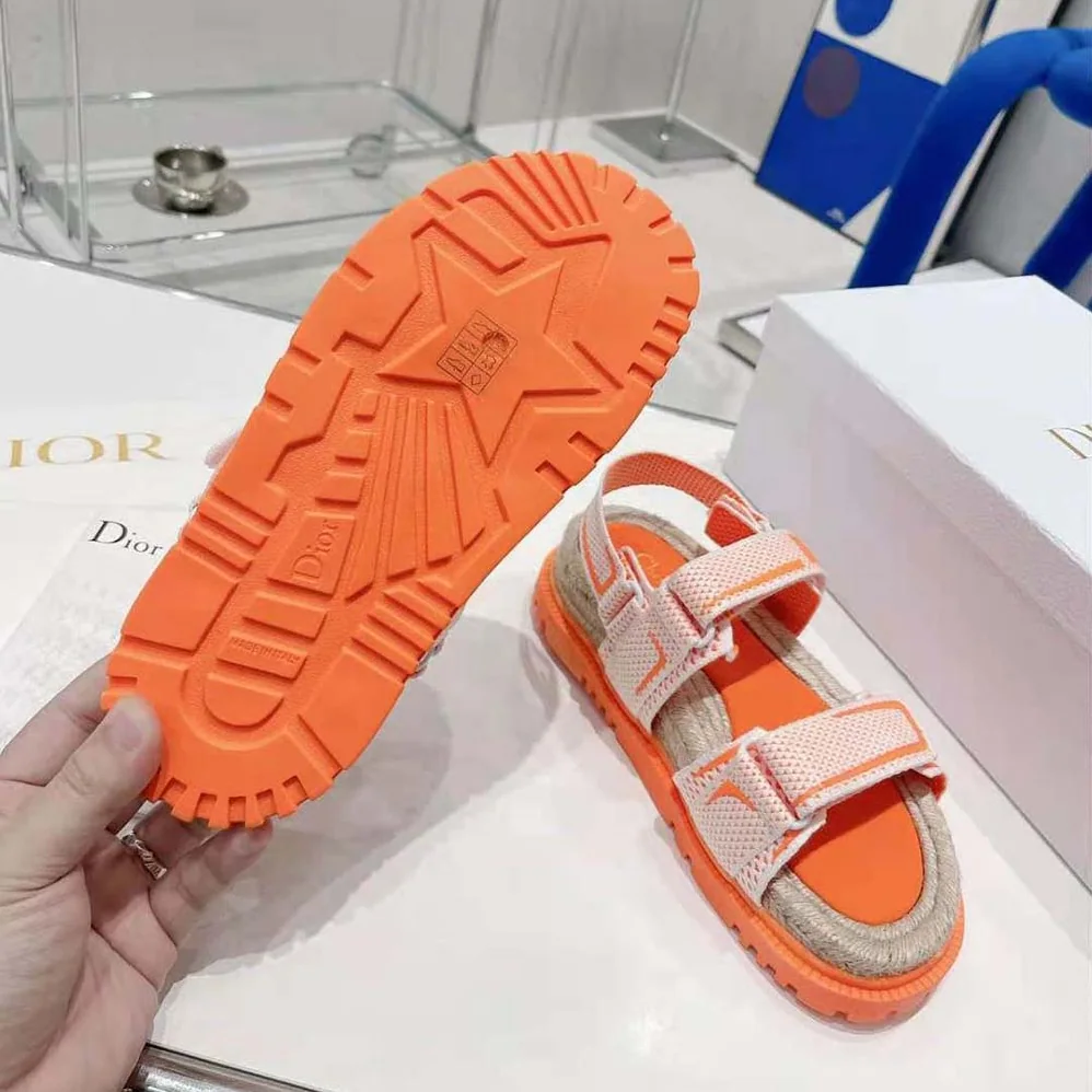 Dior Dioract Sandal White and Bright Orange Technical Mesh and Rubber for Women Dior Dioract Sandal White and Bright Orange Technical Mesh and Rubber for Women