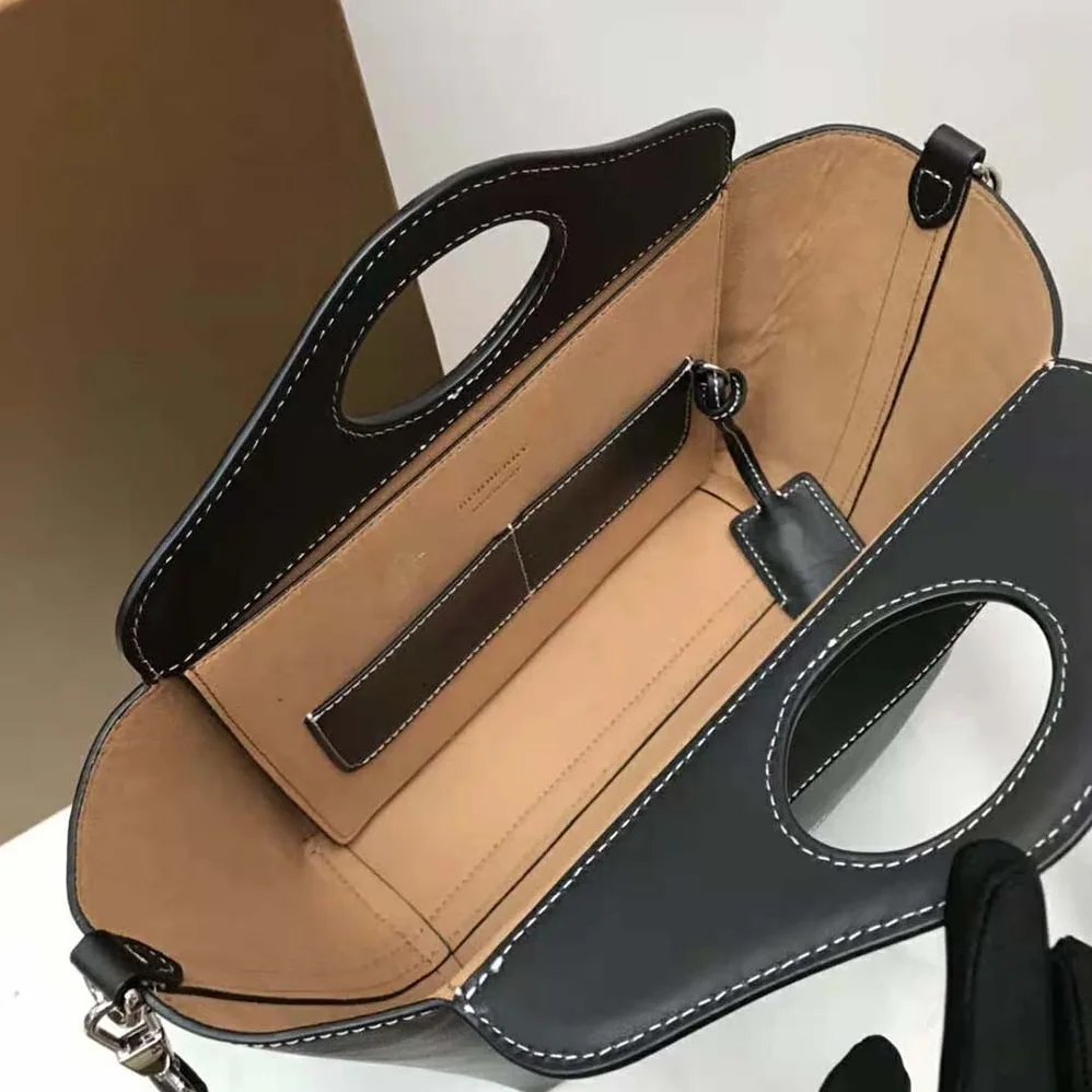 Burberry Mini Leather Soft Pocket Tote for Women in Black