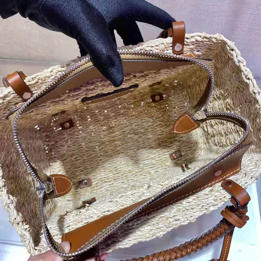 Prada Corn Husk and Leather Tote for Women Prada Corn Husk and Leather Tote for Women