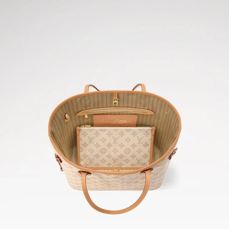 Louis Vuitton Neverfull MM Tote Bag / Monogram Origine Lin Gold Hardware