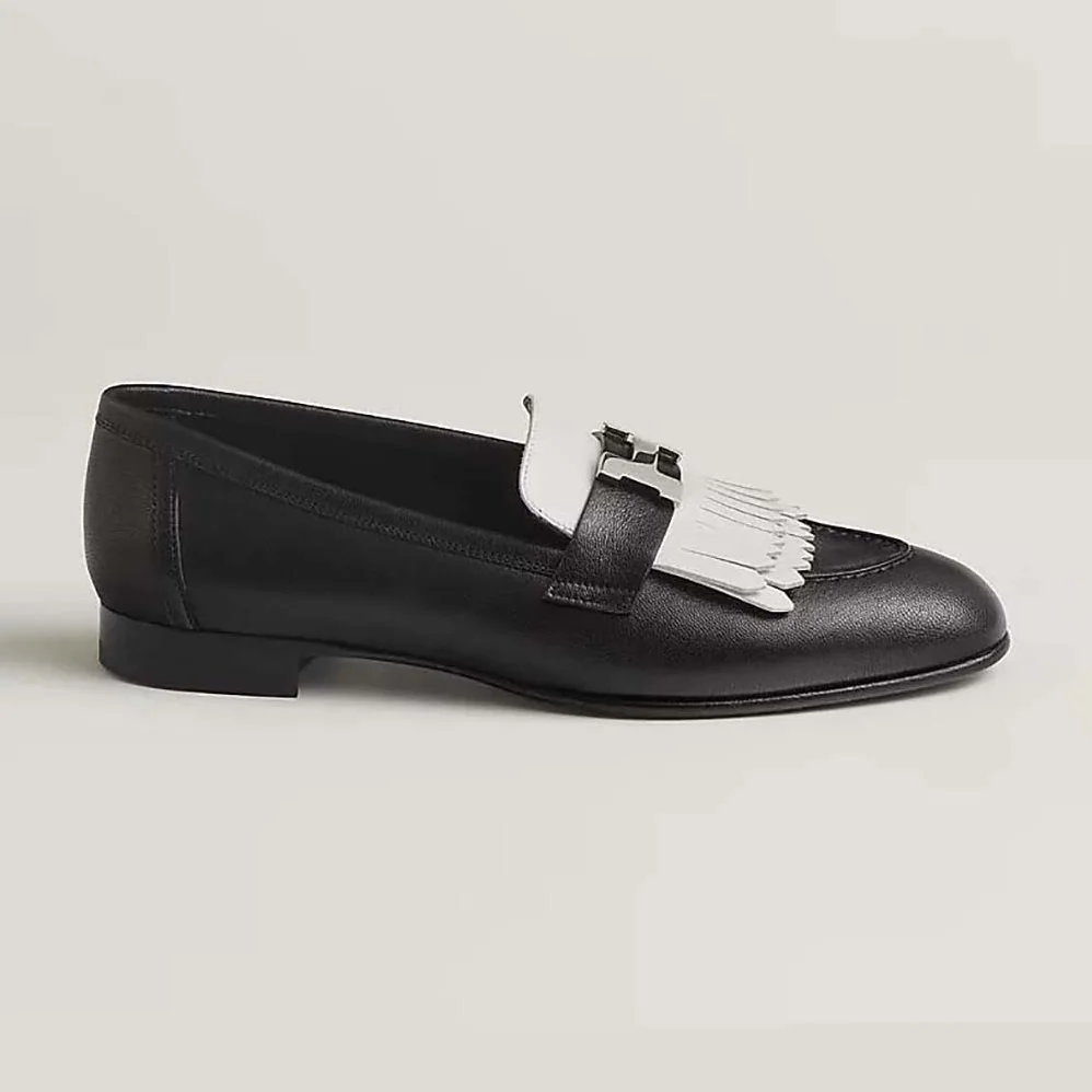 Hermes Royal Loafer in Goatskin and Calfskin-White H241072Z for Women Hermes Royal Loafer in Goatskin and Calfskin-White H241072Z for Women