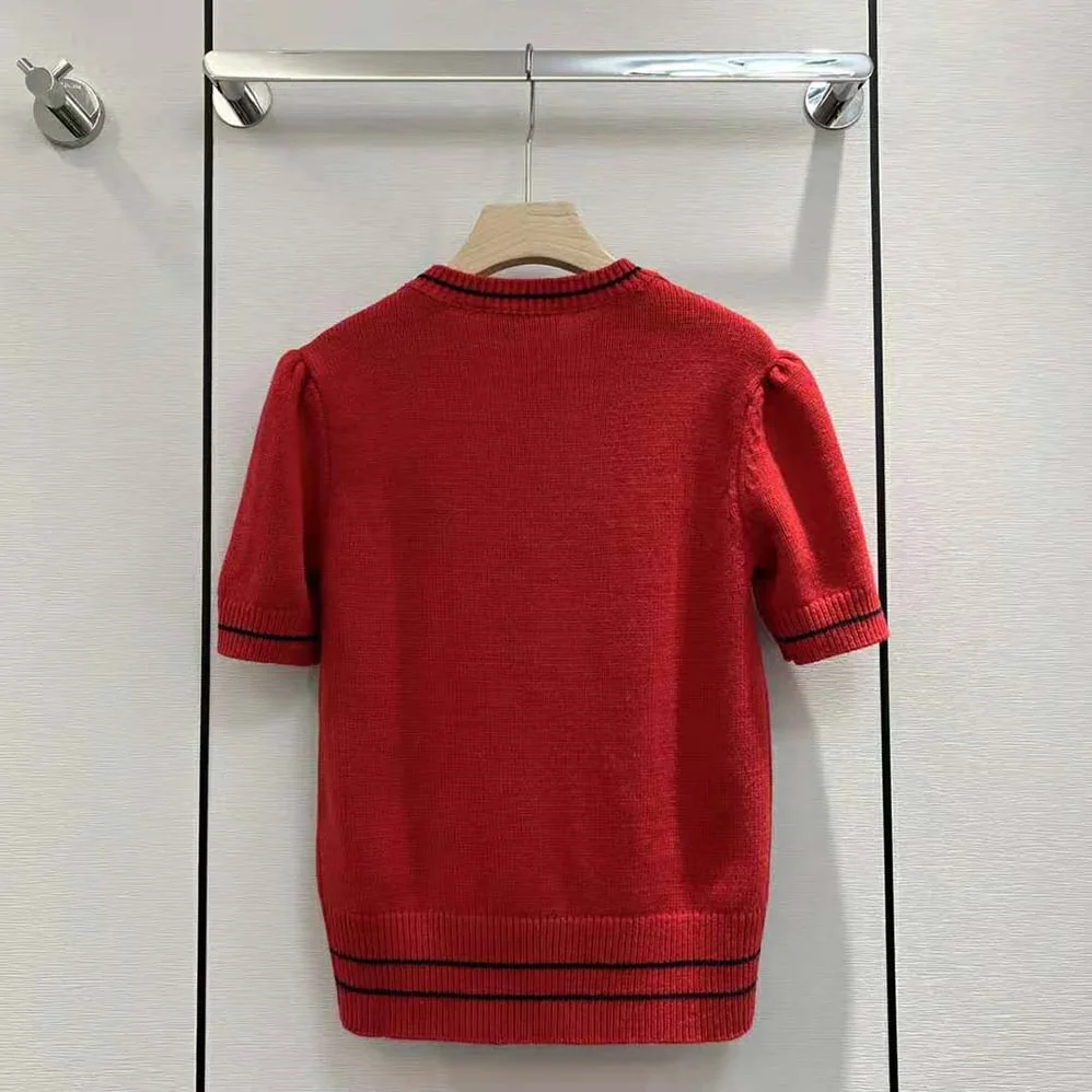 Dior Christian Dior Short-Sleeved Sweater Red Cashmere and Wool Knit for Women Dior Christian Dior Short-Sleeved Sweater Red Cashmere and Wool Knit for Women