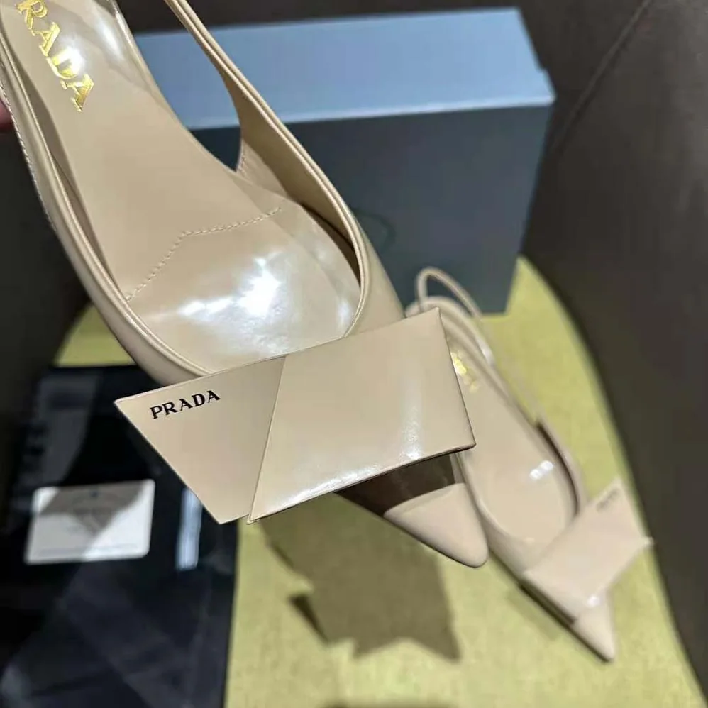 Prada Brushed Leather Slingback Pumps for Women in Pink