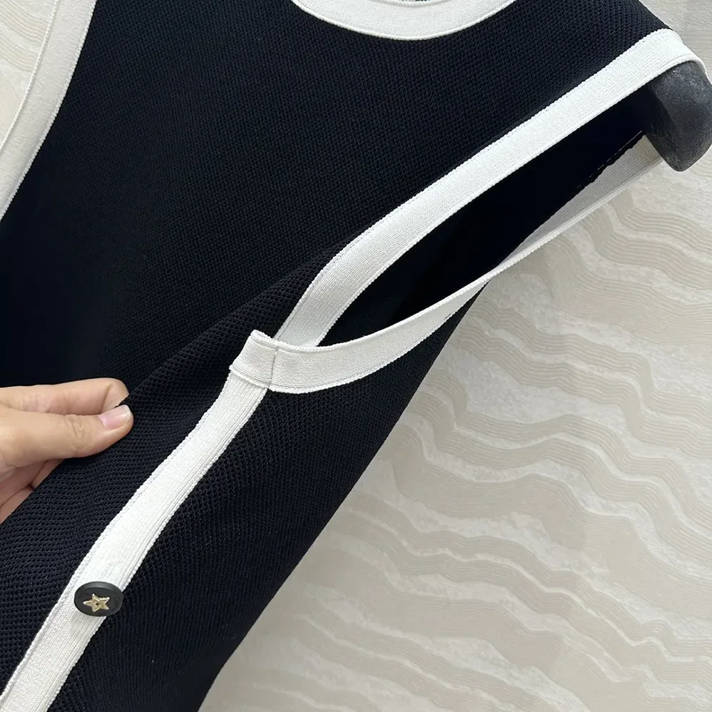 Dior Dioriviera Short Straight Dress Black and Ecru Technical Knit for Women
