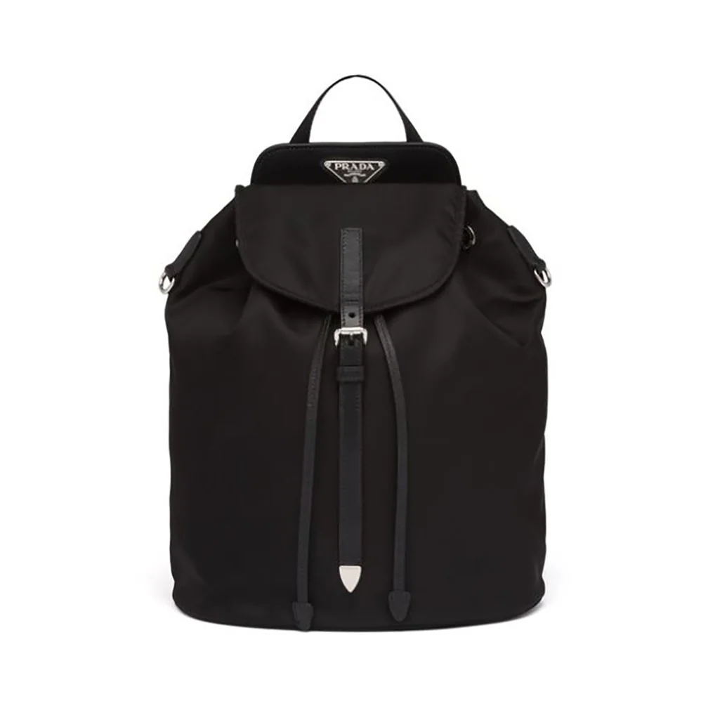 Prada Nylon and Saffiano Leather Backpack for Women in Black Prada Nylon and Saffiano Leather Backpack for Women in Black