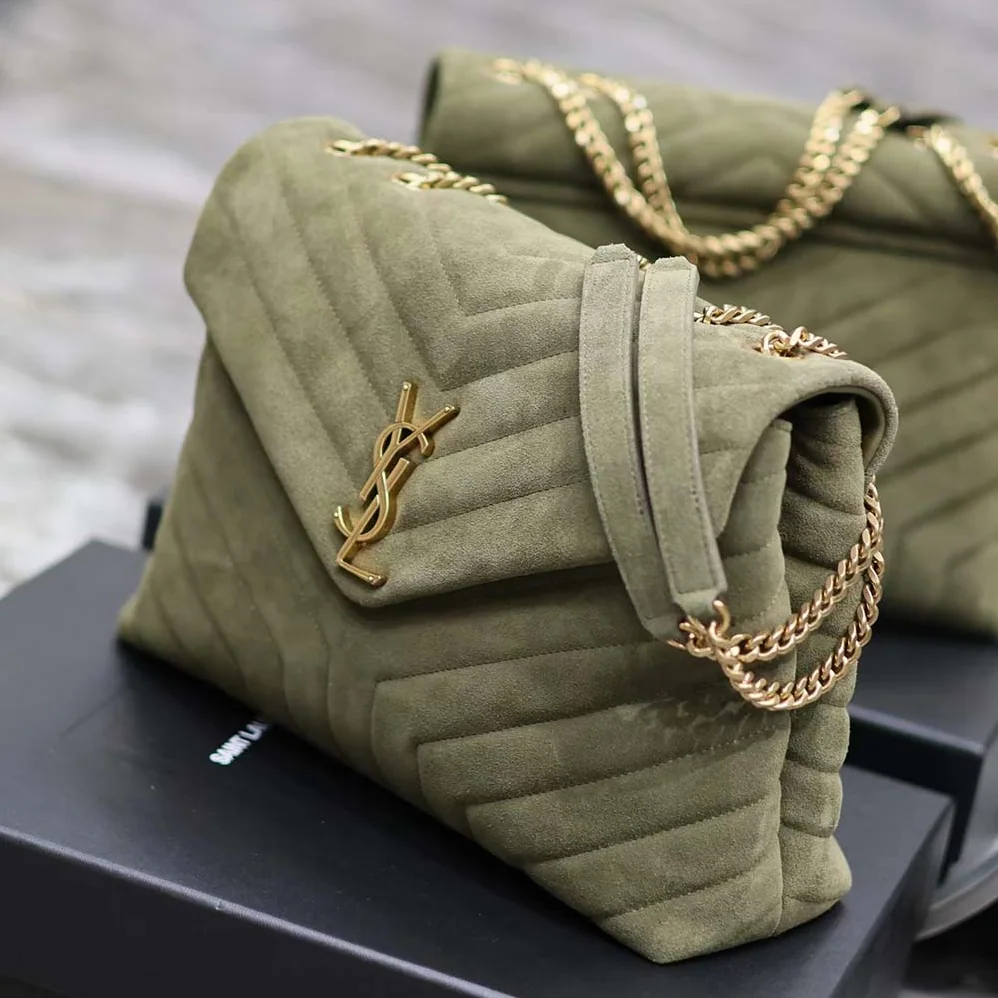 Saint Laurent YSL Loulou Medium in Quilted “Y” Suede for Women in Green Saint Laurent YSL Loulou Medium in Quilted “Y” Suede for Women in Green