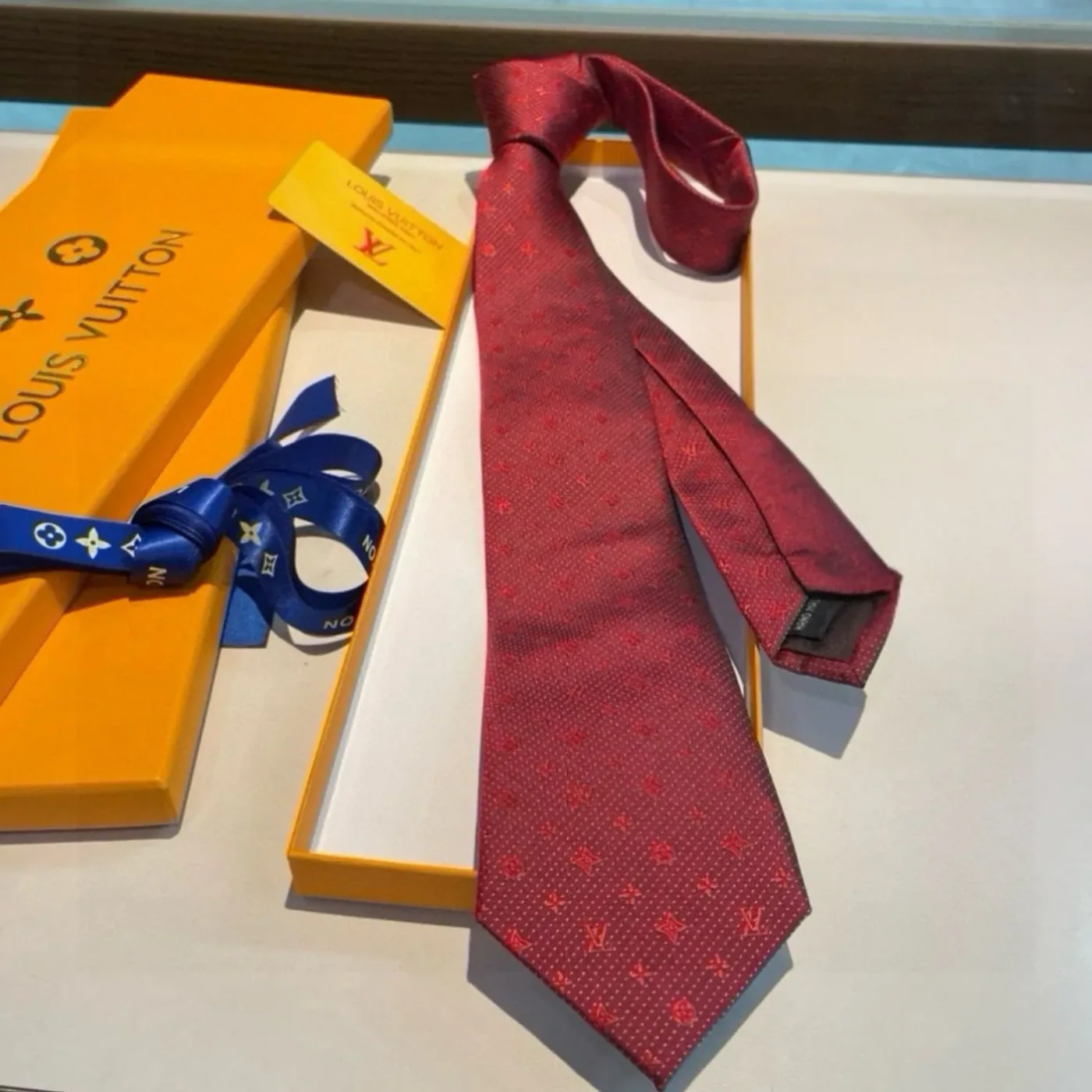 Louis Vuitton Monogram Silk Tie Deep Crimson Red