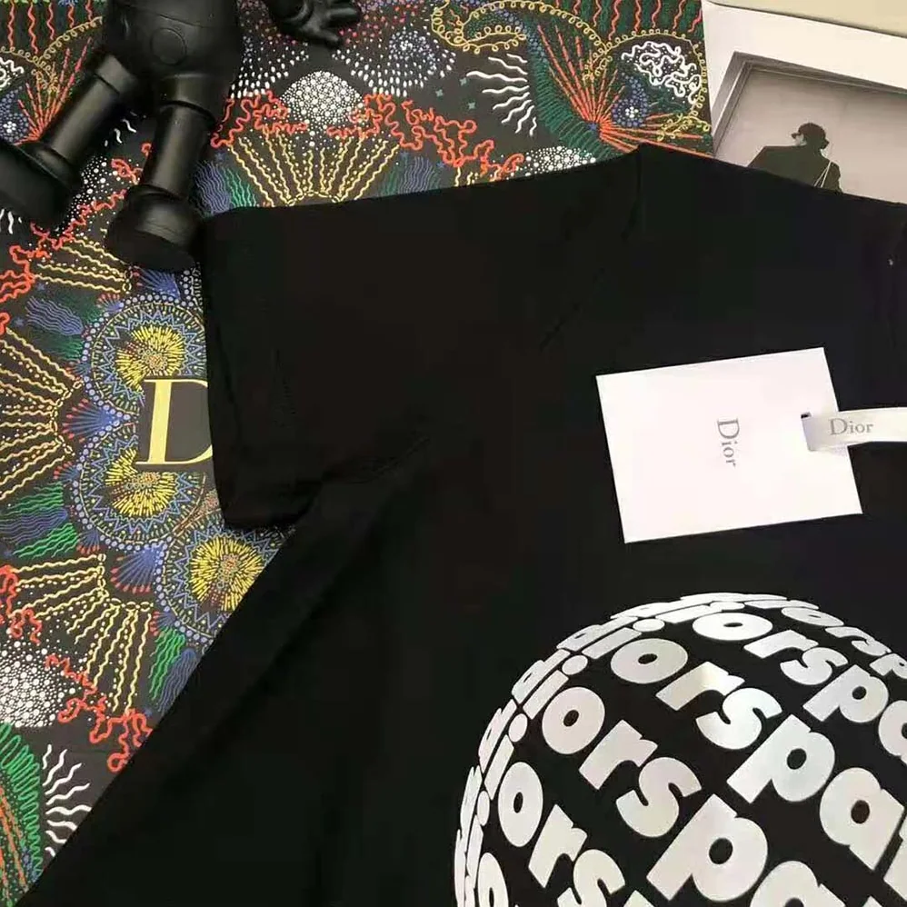 Dior Dior Spatial T-shirt Black Cotton Jersey and Linen for Men