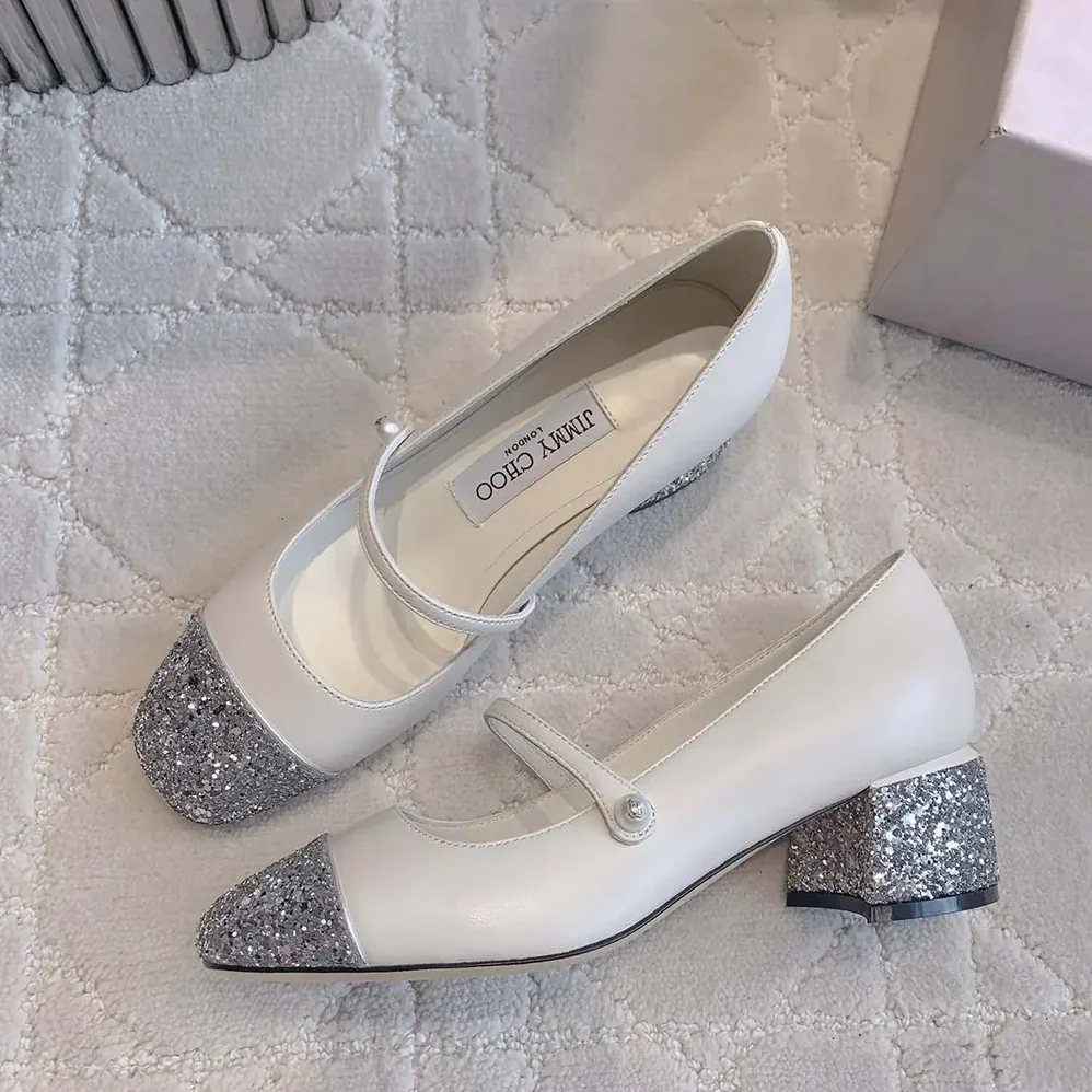 Jimmy Choo Elisa 45 Silver for Women in Latte Glitter Leather Pumps Jimmy Choo Elisa 45 Silver for Women in Latte Glitter Leather Pumps