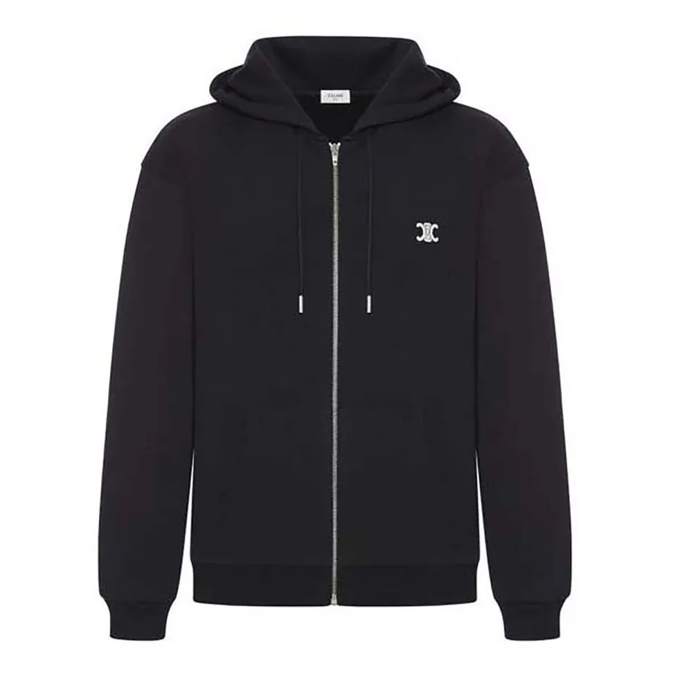 Celine Zipped Hoodie in Cashmere Cotton for Men in Black