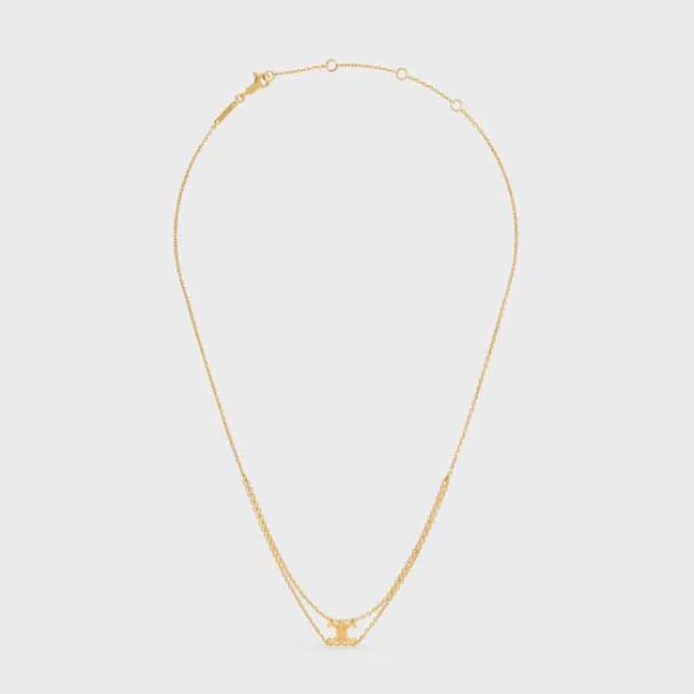 Celine Triomphe Suspended Necklace in Brass with Gold Finish for Women