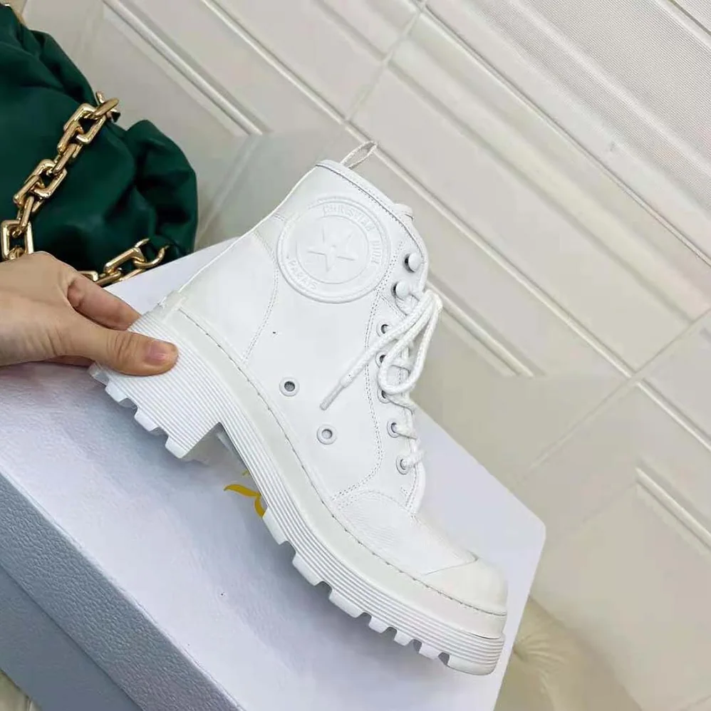 Dior D-Rise Ankle Boot White Technical Fabric and Calfskin for Women Dior D-Rise Ankle Boot White Technical Fabric and Calfskin for Women