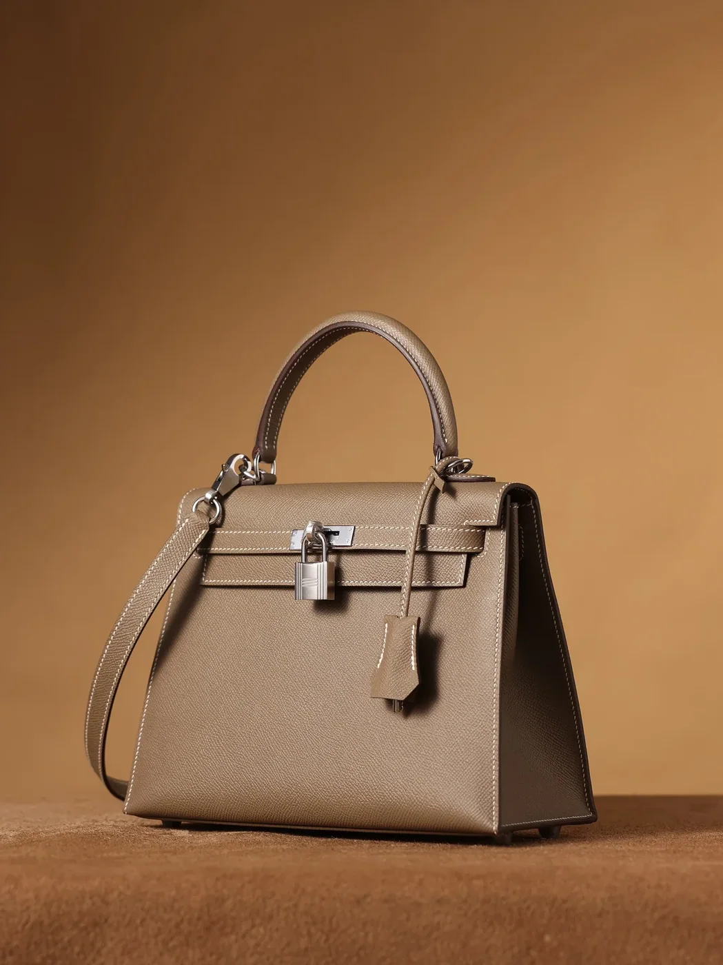 Hermes Kelly Epsom Silver Tone Lock Bag Grey 9,/ Hermes Kelly Epsom Silver Tone Lock Bag Grey 9,/