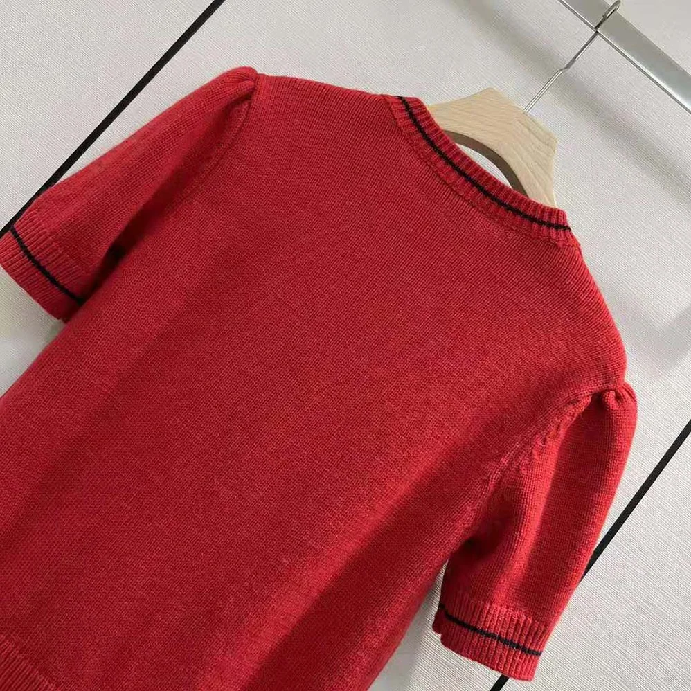 Dior Christian Dior Short-Sleeved Sweater Red Cashmere and Wool Knit for Women Dior Christian Dior Short-Sleeved Sweater Red Cashmere and Wool Knit for Women