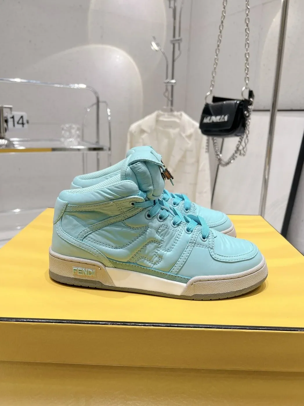 FD Fendi Match Lace-Up High-Top Sneakers Blue 8E8380ALIRF1JGC