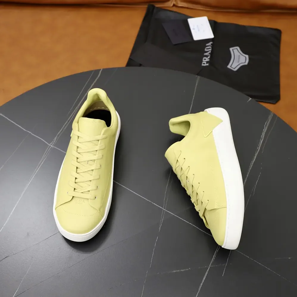 Prada Court Leather Sneakers for Unisex in Pineapple