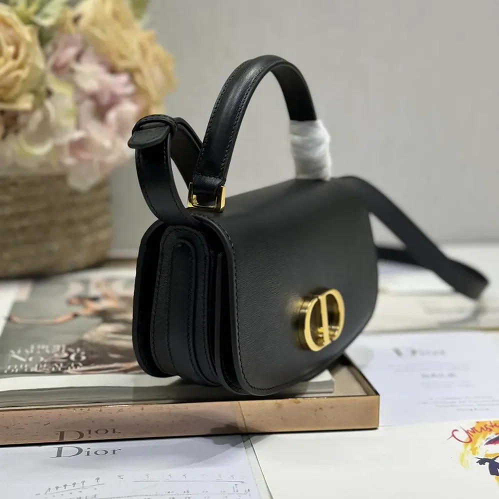 Dior Small 30 Montaigne Avenue Top Handle Bag Black Ribbed Calfskin for Women Dior Small 30 Montaigne Avenue Top Handle Bag Black Ribbed Calfskin for Women