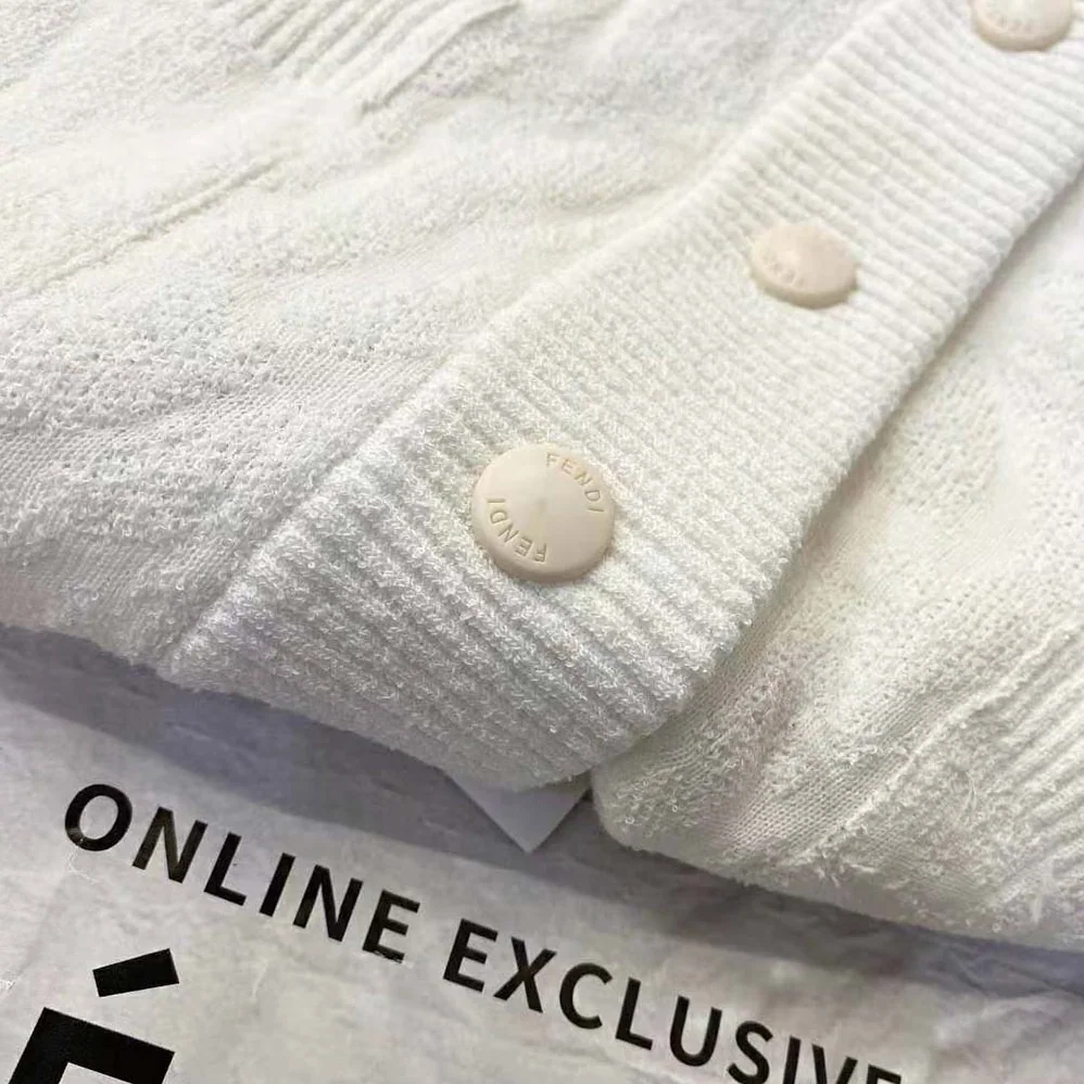 Fendi Cardigan White Cotton Cardigan for Women Fendi Cardigan White Cotton Cardigan for Women