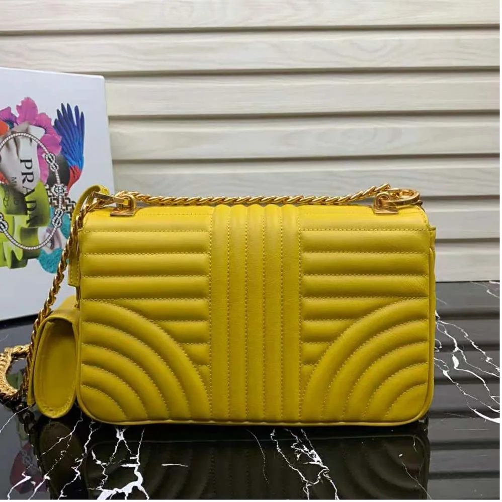 Prada Medium Leather Prada Diagramme Bag for Women in Yellow