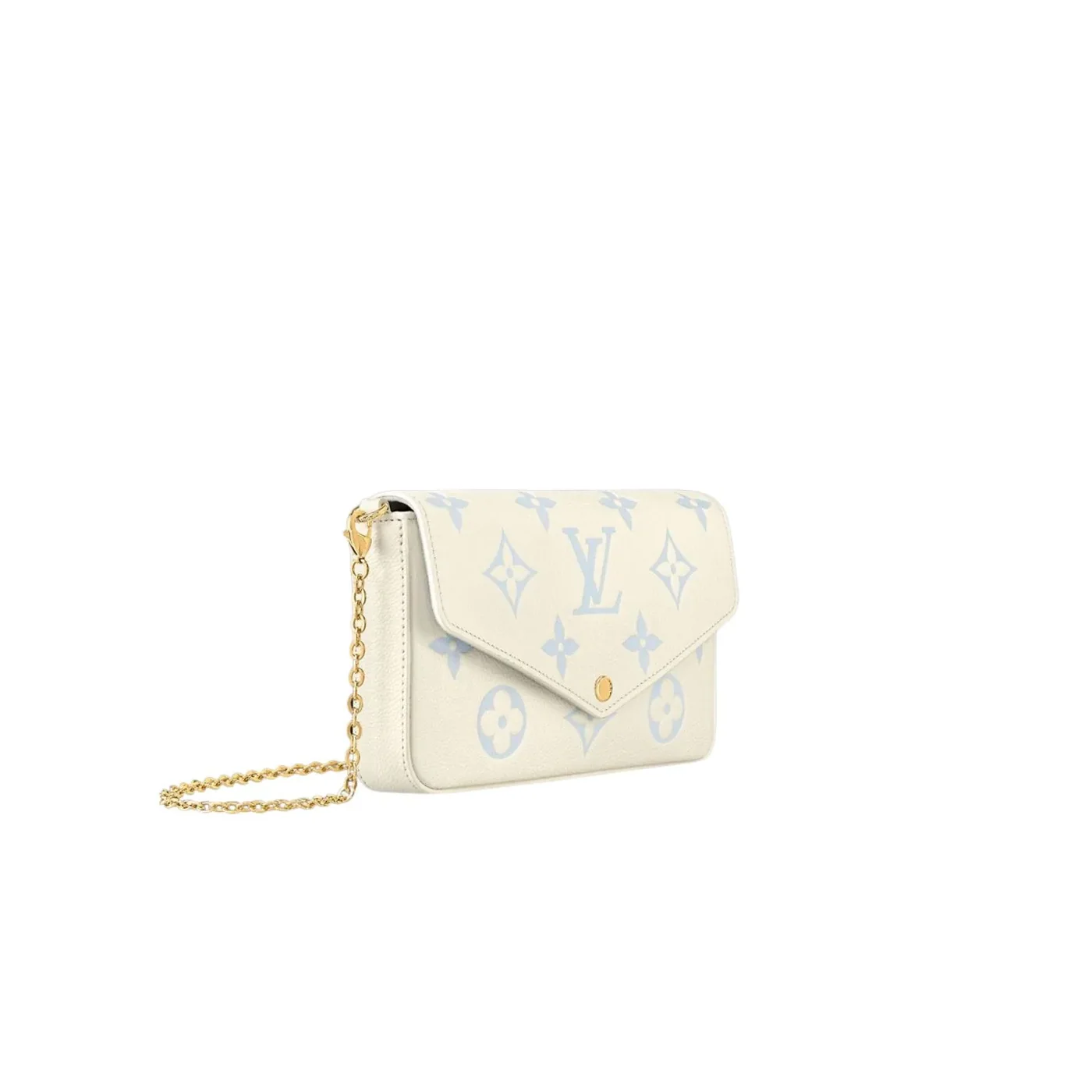 Louis Vuitton Pochette Felicie Shoulder Bag in Candy Blue Gold Hardware