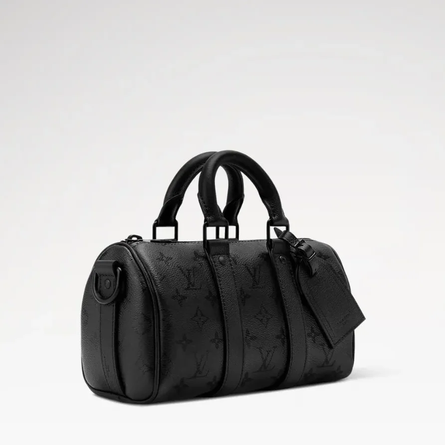 Louis Vuitton Keepall Bandouliere 25 Travel Bag / Black Monogram Midnight Black Hardware