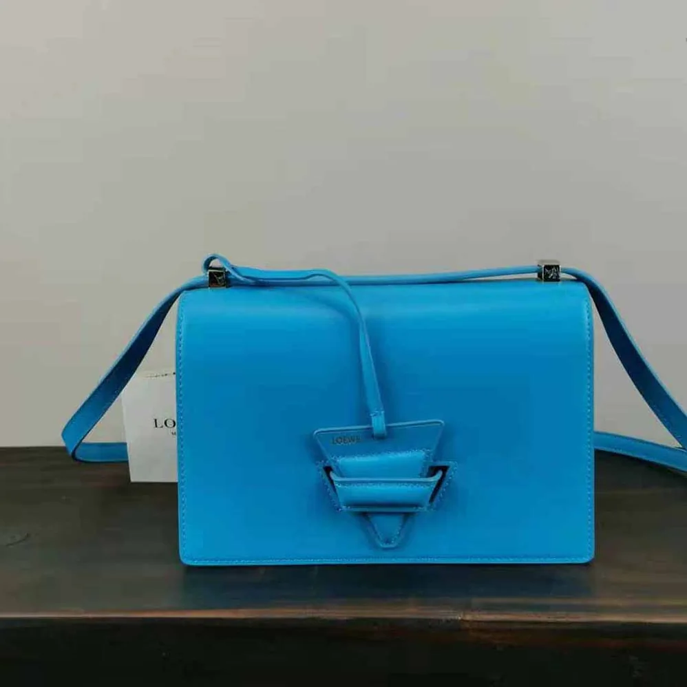 Loewe Barcelona Bag in Silk Calfskin for Women in Blue Loewe Barcelona Bag in Silk Calfskin for Women in Blue