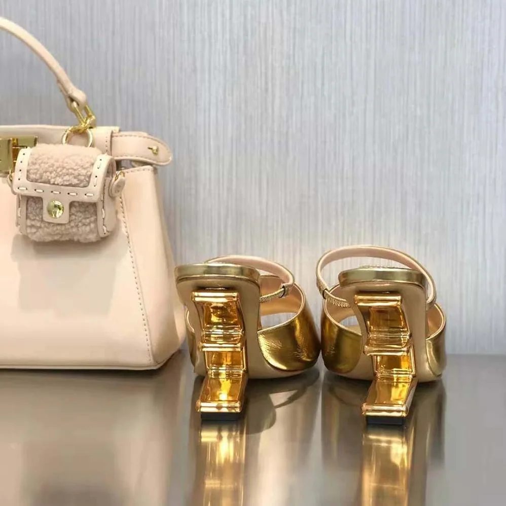 Fendi First Gold Nappa Leather High for Women in Heeled Sandals Fendi First Gold Nappa Leather High for Women in Heeled Sandals