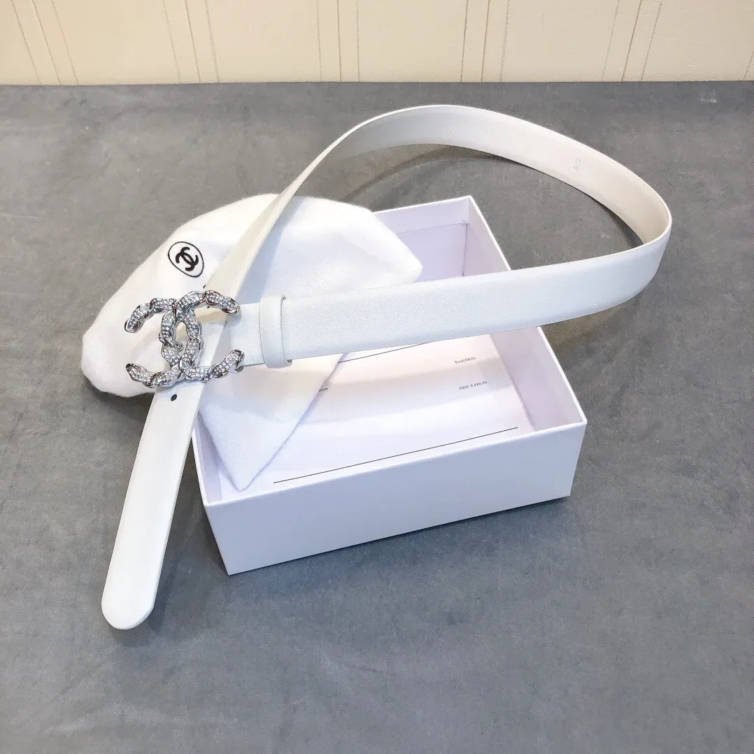 Chanel Belt With Double C Buckle White for Women