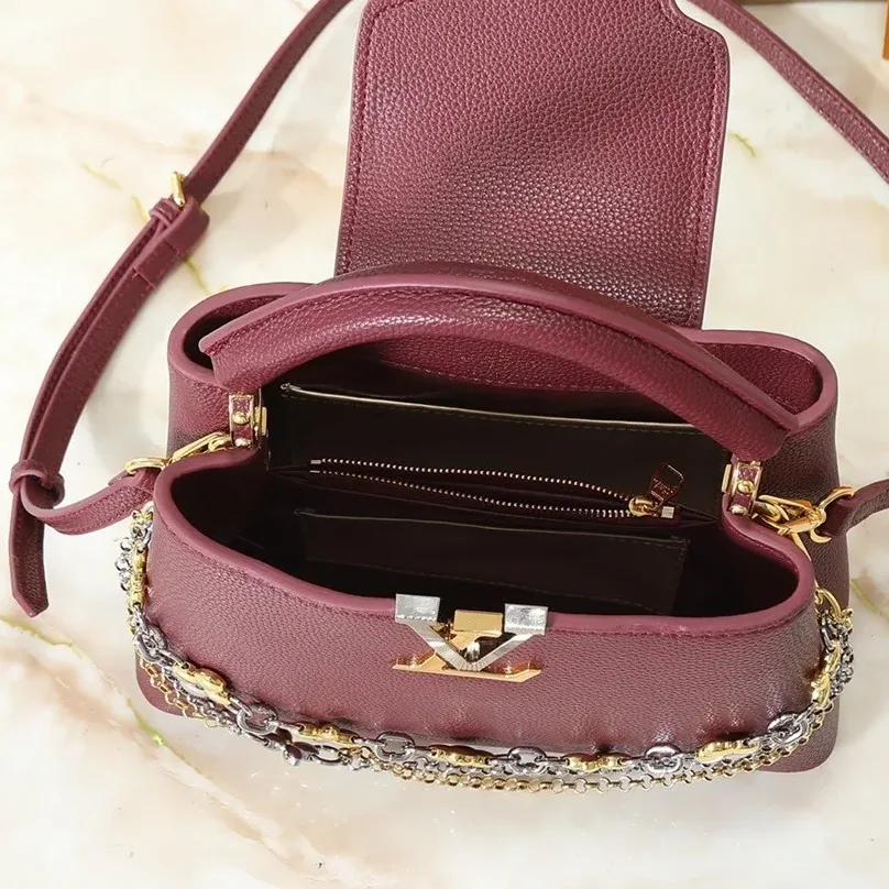 Louis Vuitton Capucines BB Top Handle Bag / Plum Purple Silver/ Gold Hardware Louis Vuitton Capucines BB Top Handle Bag / Plum Purple Silver/ Gold Hardware
